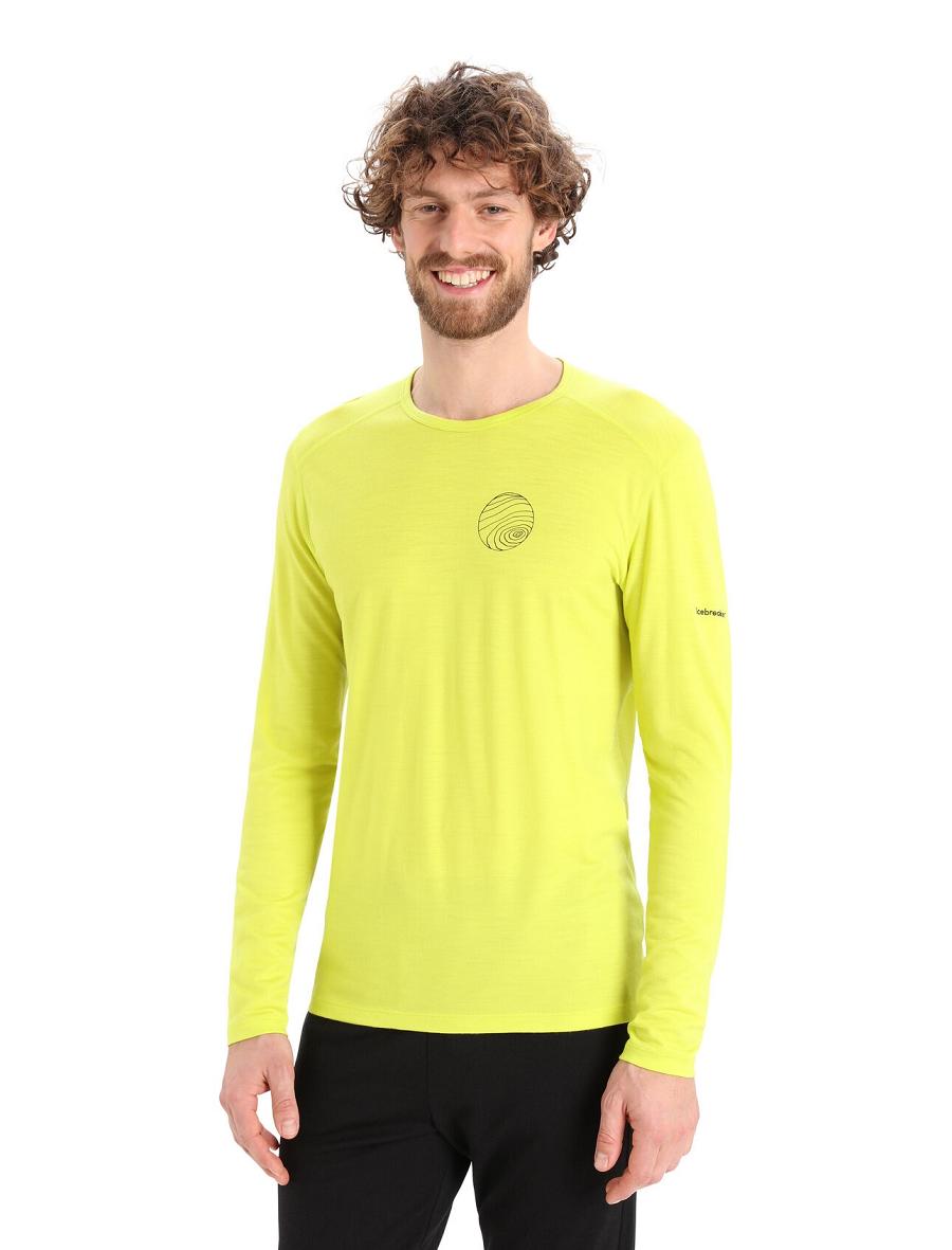 Base Layers Icebreaker Merino 200 Oasis Long Sleeve Crewe Alps 3D Męskie Żółte | PL 1597TCEV